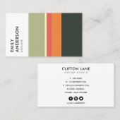 明るいオレンジはっきりしたのベージュ·ピンク·ネービーストライプ 名刺 (正面/裏面)