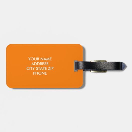 明るいオレンジカスタム色のモノグラム旅行荷物タグ ラゲッジタグ (裏面横)