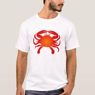 明るいオレンジグラデーションのカニのシルエット Tシャツ