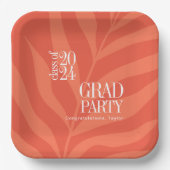 明るいオレンジシンプル色のパーティーと名前 ペーパープレート (正面)