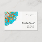 明るいオレンジ及び青の曼荼羅のデザイン|のインドのモチーフ 名刺 (正面)