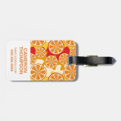 明るいオレンジ柑橘類パターン|はあなたの写真を加えます ラゲッジタグ (裏面横)