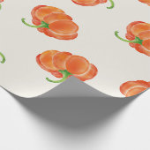 明るいオレンジ水彩画のカボチャパターン ラッピングペーパー (角)