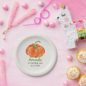 明るいオレンジ水彩画のカボチャ最初誕生日 ペーパープレート (パーティー)