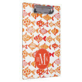 明るいオレンジ水彩画の魚パターン クリップボード (右)