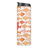 明るいオレンジ水彩画の魚パターン タンブラー (回転右)