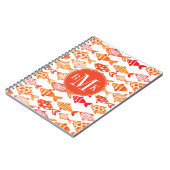 明るいオレンジ水彩画の魚パターン ノートブック (左側)