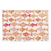 明るいオレンジ水彩画の魚パターン 枕カバー (裏面-右)