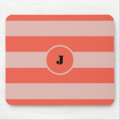 明るいオレンジ色と濃いオレンジ色のストライプ マウスパッド (正面)