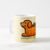 明るいオレンジ色のかぼちゃの秋の犬好き コーヒーマグカップ (正面左)