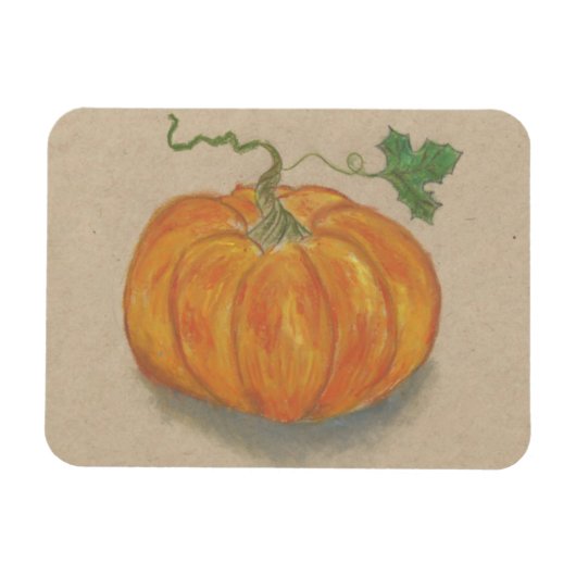 明るいオレンジ色のカボチャ マグネット (横)