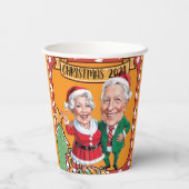 明るいオレンジ色のクリスマスキャラチャーカップル 紙コップ (裏面)