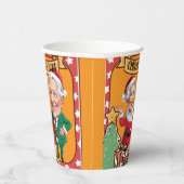 明るいオレンジ色のクリスマスキャラチャーカップル 紙コップ (右)