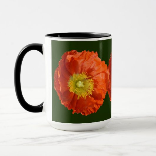 明るいオレンジ色のケシの花 マグカップ (左)