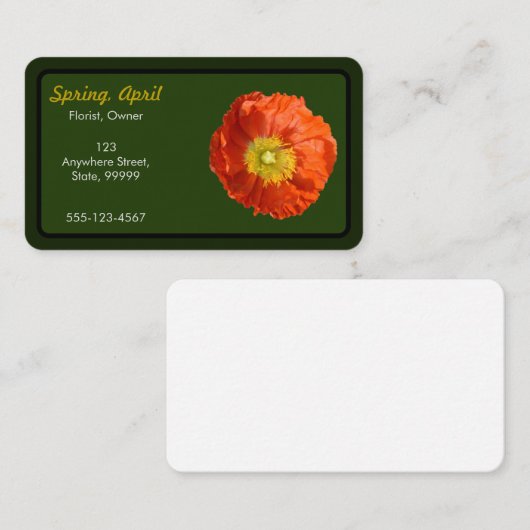 明るいオレンジ色のケシの花 名刺 (正面/裏面)