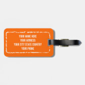 明るいオレンジ色のトラベルラゲッジタグ カスタマイズ |  ラゲッジタグ (裏面横)