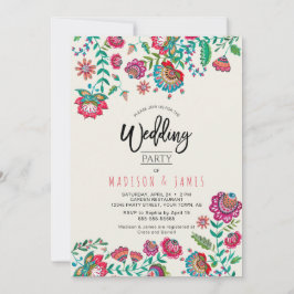 明るいオレンジ色のフォーク花結婚フローラ 招待状