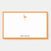 明るいオレンジ色のフラミンゴに白縁ど&名付き ポストイット (正面)