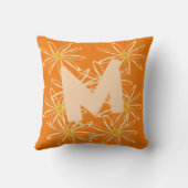 明るいオレンジ色のフローラ枕 クッション (裏面)