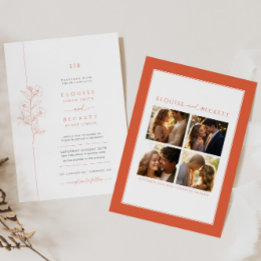 明るいオレンジ色のフローラ結婚式招待状（写真あり） 招待状