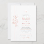 明るいオレンジ色のフローラ結婚式招待状(写真あり) 招待状 (正面)