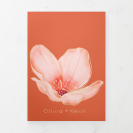 明るいオレンジ色のベローナの夕日結婚が完了 三つ折りカード