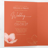 明るいオレンジ色のベローナの夕日結婚が完了 三つ折りカード (内部最初)