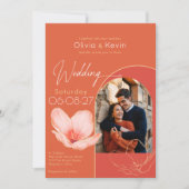 明るいオレンジ色のベローナの夕焼け結婚写真 招待状 (正面)