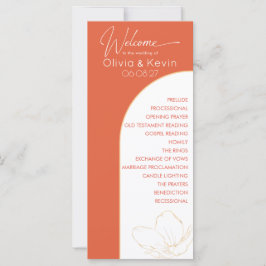 明るいオレンジ色のベローナの日没のアーチ式結婚式プログラム