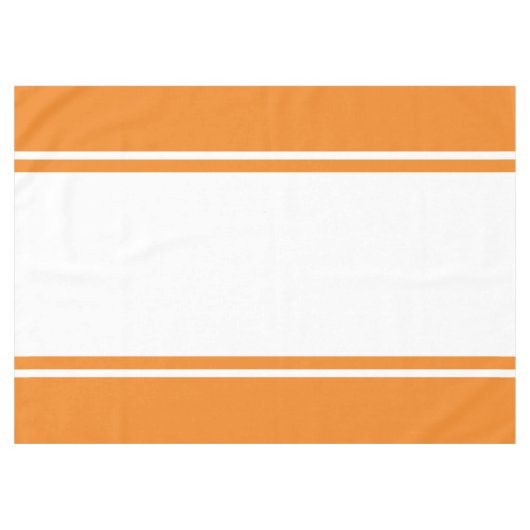 明るいオレンジ色のホワイトワイドサマーレーシングストライプ テーブルクロス (正面(横))