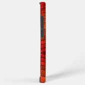 明るいオレンジ色のレザーにドラゴンをフェイク入れる SAMSUNG GALAXYケース (右側面)