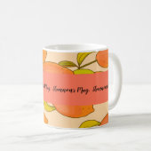 明るいオレンジ色のレモンフルーツ コーヒーマグカップ (正面右)