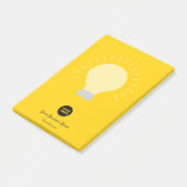 明るいオレンジ色のロゴ電球 ポストイット (アングル)