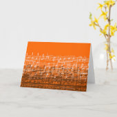 明るいオレンジ色の乱雑な音楽ノートのグリーティングカード カード (黄色い花)