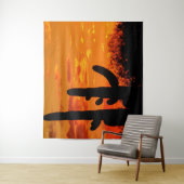 明るいオレンジ色の夕日を持つアリゾナのサグアーロ・カッティ タペストリー (インサイチュ)