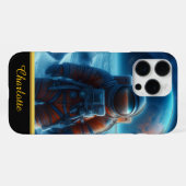 明るいオレンジ色の宇宙 iPhoneケース (裏面横)