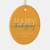 明るいオレンジ色の幸せな感謝祭 セラミックオーナメント (右)
