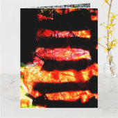 明るいオレンジ色の抽象芸術折り畳みグリーティングカード、ホット カード (黄色い花)