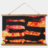 明るいオレンジ色の木材トップウォールタペストリー、ストリップ 吊り下げ型タペストリー (正面)