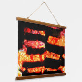 明るいオレンジ色の木材トップウォールタペストリー、ストリップ 吊り下げ型タペストリー (傾斜あり)