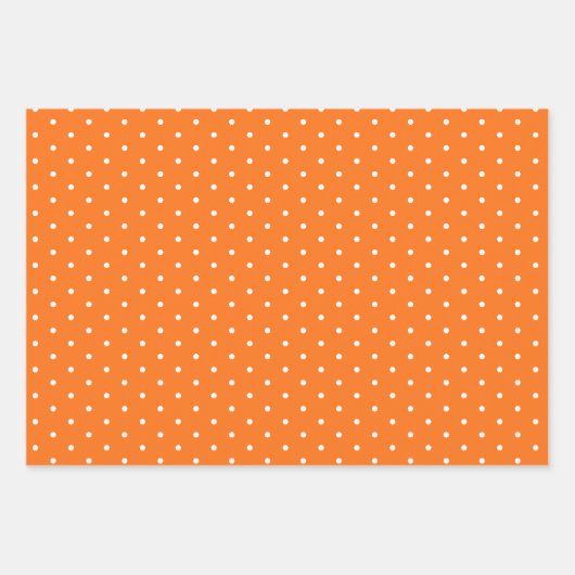 明るいオレンジ色の水玉模様ストライプのワイド無地のと ラッピングペーパーシート (正面2)