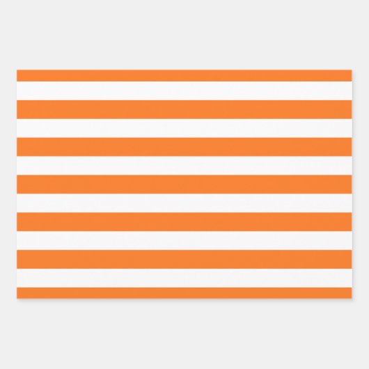 明るいオレンジ色の水玉模様ストライプのワイド無地のと ラッピングペーパーシート (正面)