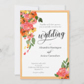 明るいオレンジ色の水色フローラ 招待状 (正面)