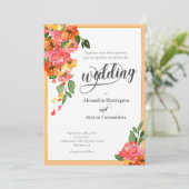 明るいオレンジ色の水色フローラ 招待状 (スタンド正面)