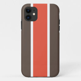 明るいオレンジ色の濃い茶色の白いレースのストライプ iPhone 11 ケース