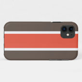 明るいオレンジ色の濃い茶色の白いレースのストライプ Case-Mate iPhoneケース (裏面(横))