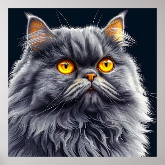 明るいオレンジ色の目をしたペルシャ猫 ポスター (正面)