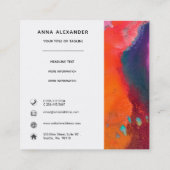 明るいオレンジ色の紫の抽象芸術水色 スクエア名刺 (裏面)