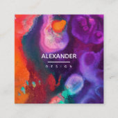 明るいオレンジ色の紫の抽象芸術水色 スクエア名刺
