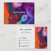 明るいオレンジ色の紫の抽象芸術水色 名刺 (正面/裏面)